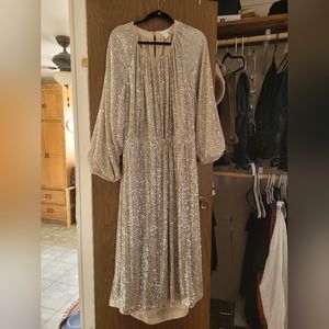 Champagne sequin open back H&M dress XXL